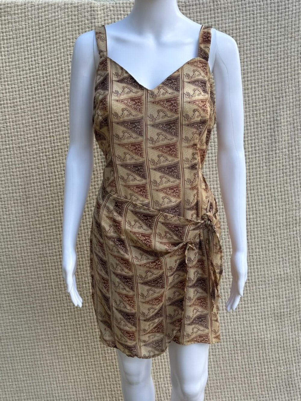 VTG 90s Y2K Geometric Print Strappy Mini Dress (S)